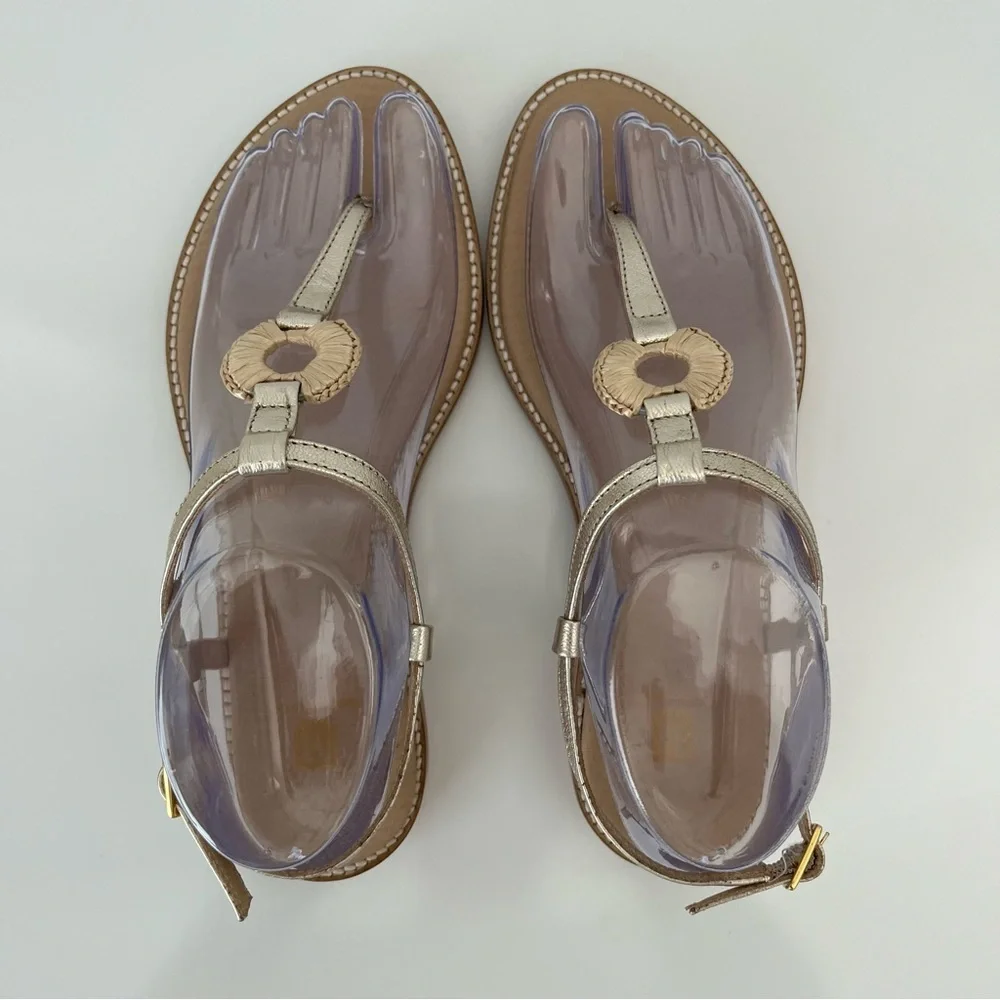 BRUNO MAGLI Jenna T-strap Leather Sandals In Gold NEW - Picture 7 of 14